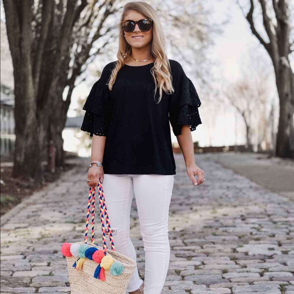 Black lace sleeve top